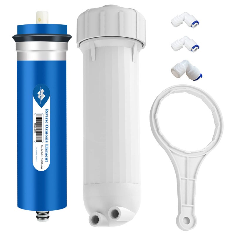 Membrane Solutions 400 GPD RO Membrane, Reverse Osmosis Membrane with Membrane Housing, 1/4" Quick-Connect Fittings, Check Valve, Replacement for Under Sink Home Drinking RO Water Filter System - Image 1